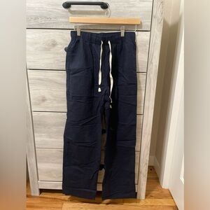 UNIQLO - Navy linen blend tie on pants